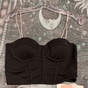 Bustier crop top back with glitter straps